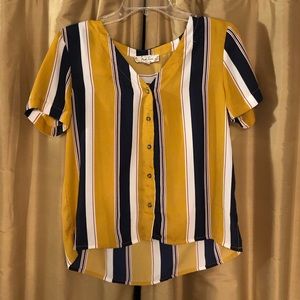 Pink Rose striped short sleeve button up